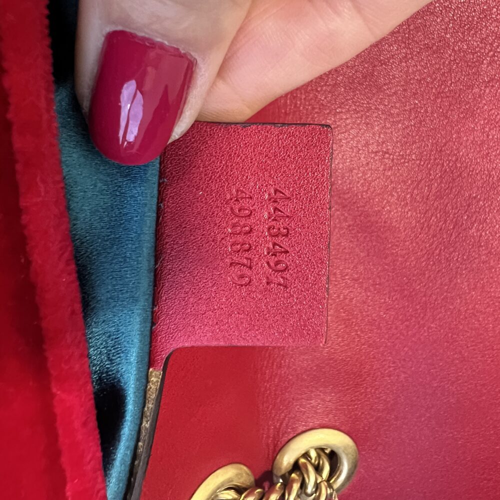 Bolsa Gucci vermelha veludo Marmont - Top Luxo