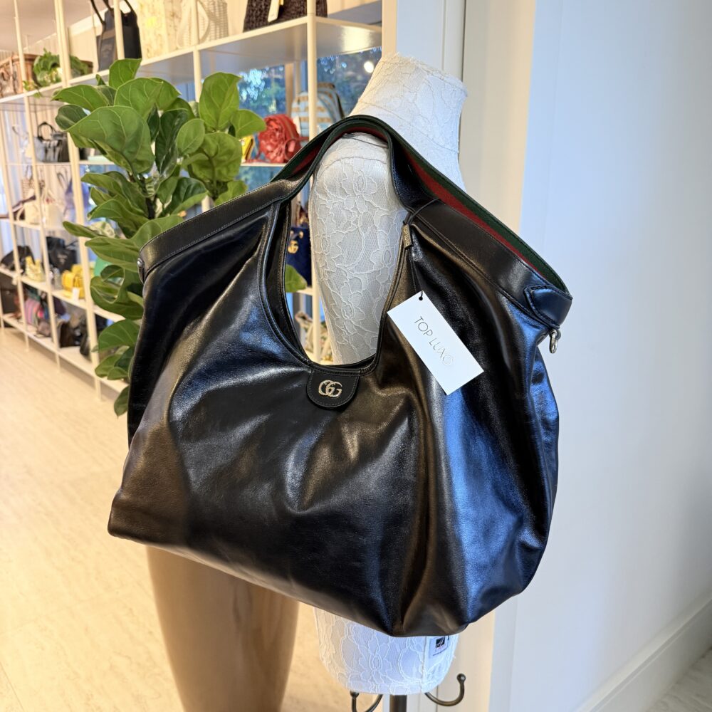 Bolsa Gucci preta Giglio couro large - Image 3