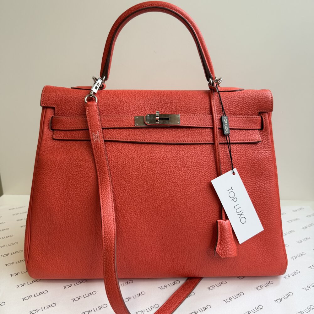 Bolsa Hermès Kelly 35 orange capucine - Image 4