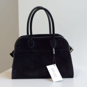 Bolsa The Row preta suede Margaux 10