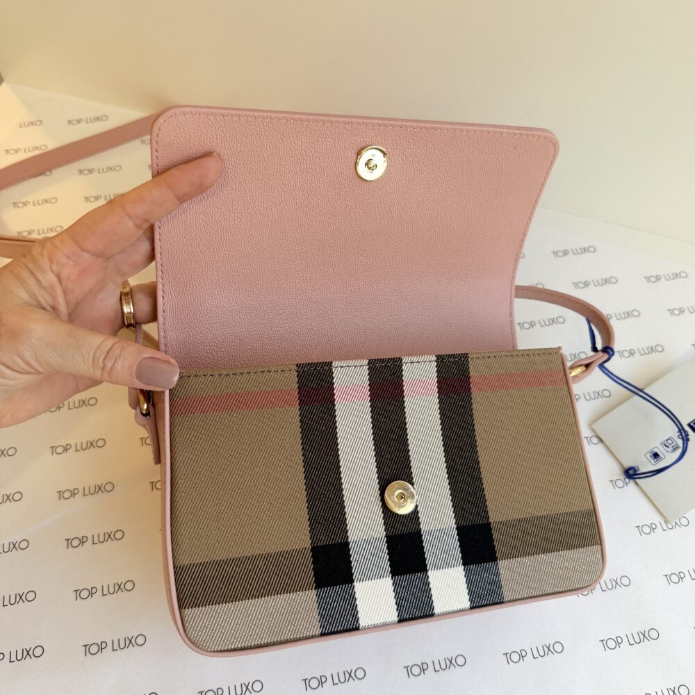 Bolsa Burberry rosa claro Hampshire mini - Image 8