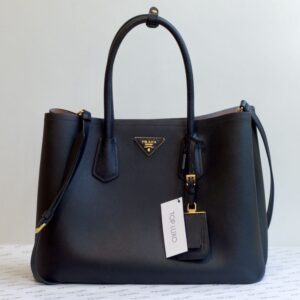 Bolsa Prada preta Double large saffiano