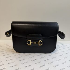 Bolsa Gucci preta Horsebit preta media