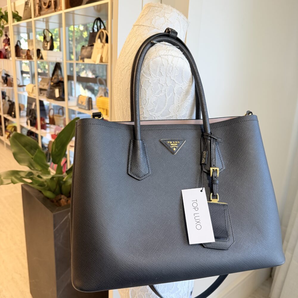 Bolsa Prada preta Double large saffiano - Image 7
