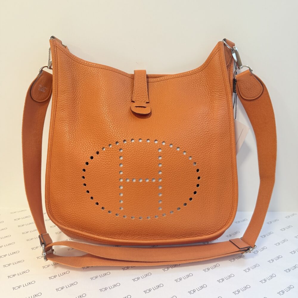 Bolsa Hermès laranja Evelyne 33 - Image 7