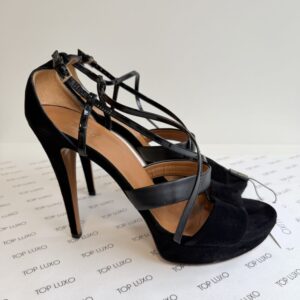 38 Sandália Gucci preta alta suede