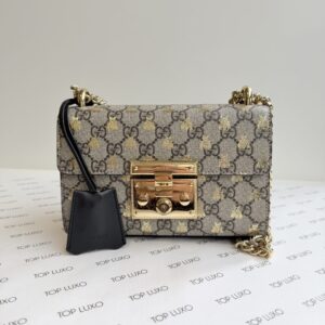 Bolsa Gucci preta/bege Padlock small bee