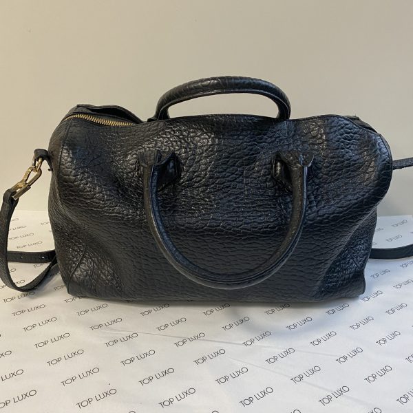 Bolsa Burberry preta couro media baú - Top Luxo